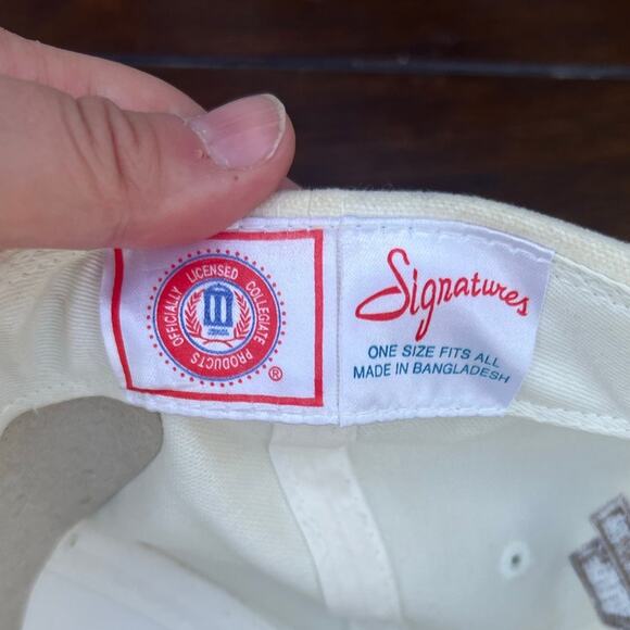 VTG Michigan Wolverines Snapback Hat Tan Brown Leather Patch NCAA - Picture 7 of 9